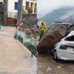 मूसलाधार बारिश का कहर: जलभराव, कार पर गिरा पत्थर, 17 सड़कें बंद, जनजीवन अस्त-व्यस्त